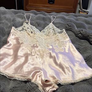 Dior Blush Satin Chemise with Ivory Lace